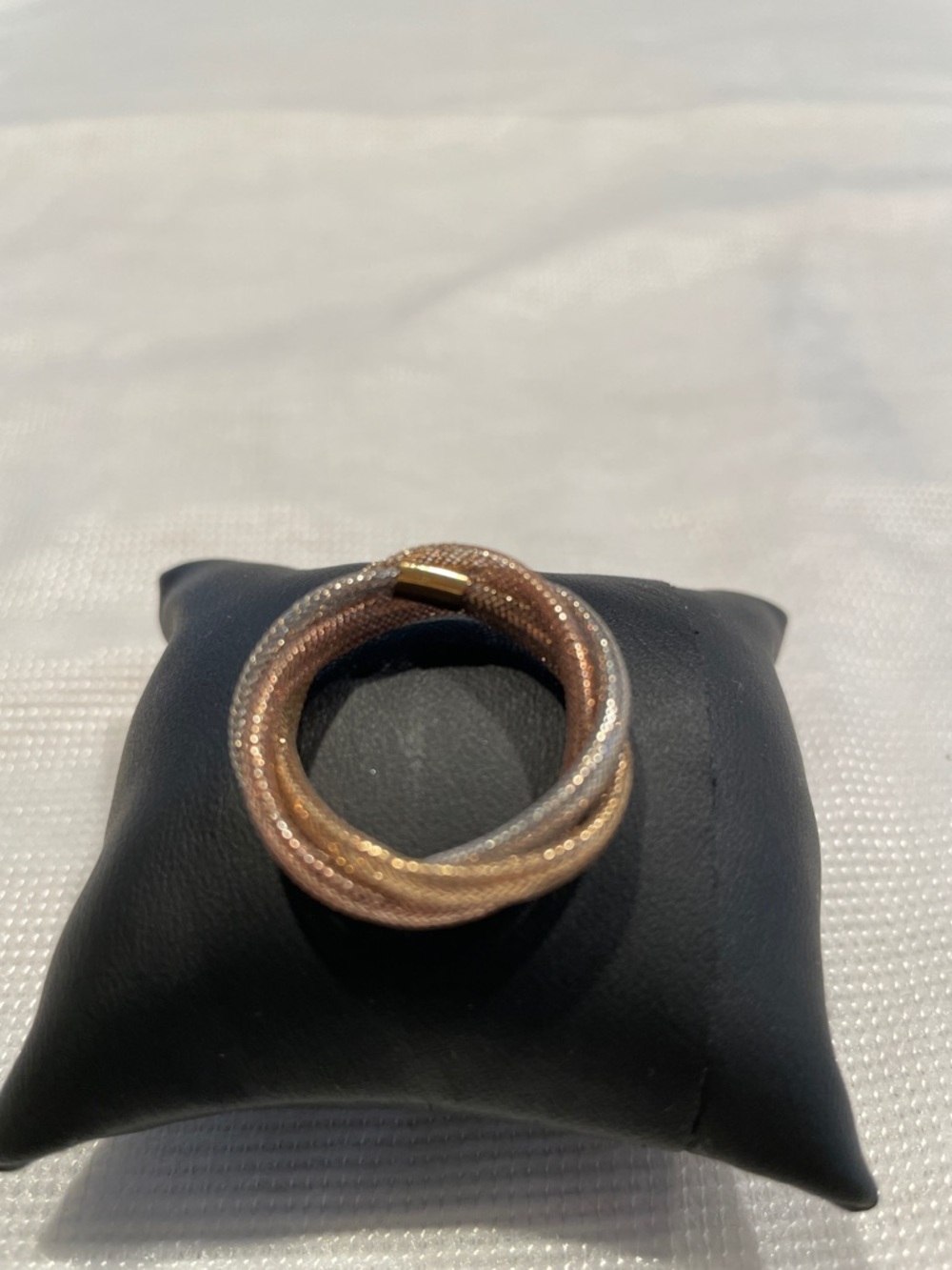 Italian Tri-Tone Mesh Twist Ring - Rose, Gold & white gold